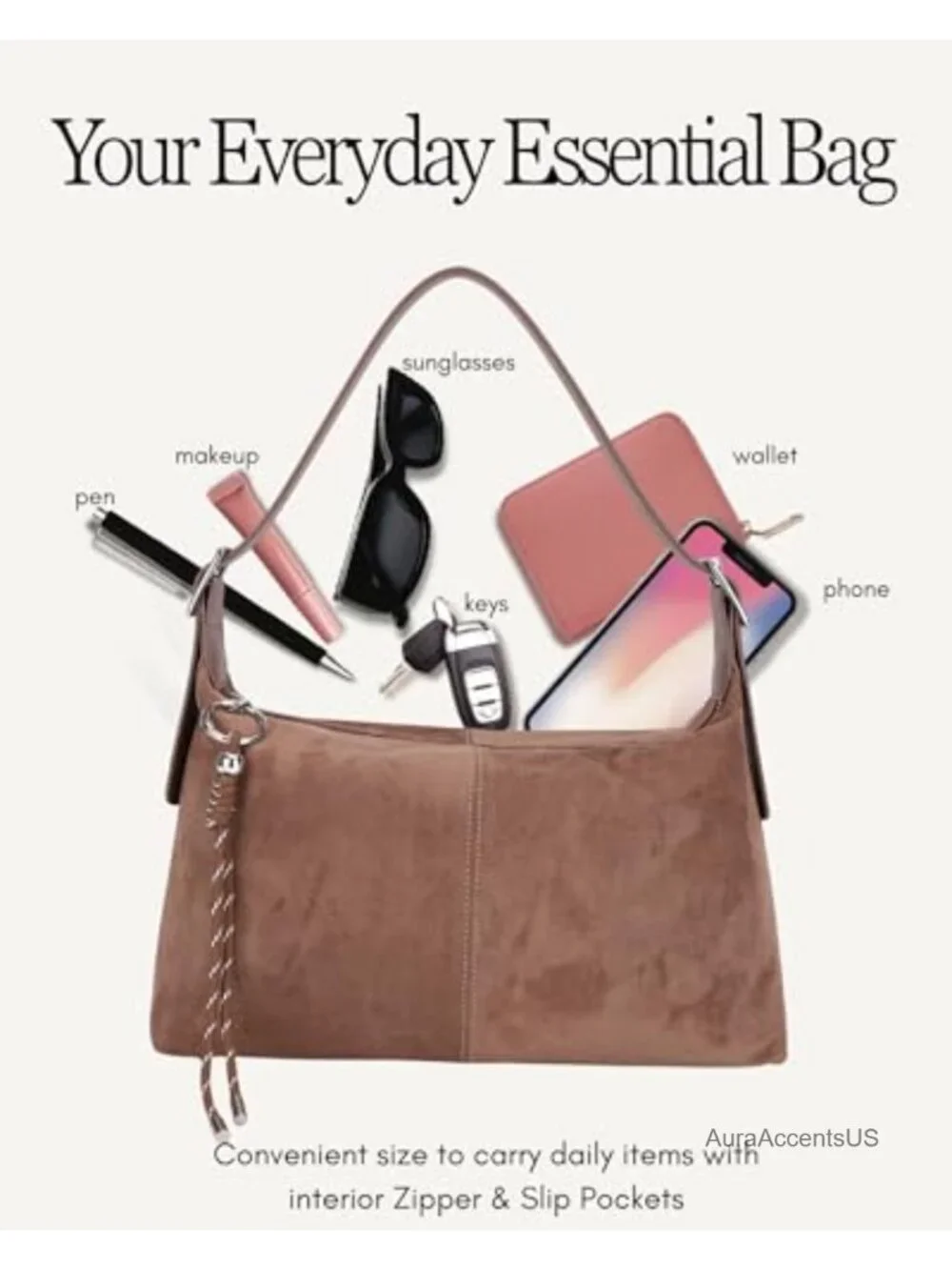Slouchy Vegan Suede Shoulder Bag Crossbody with Adjustable Strap
